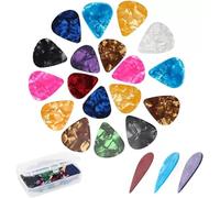 30PCS Guitar Picks - Celluloid Plectrums - Assorted Thickness 0.46mm 0.71mm 0.96mm - Non-slip guitar Pick Set for Electric Acoustic Bass Guitar - Mixed Colors