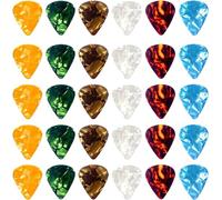 30Pcs Guitar Picks Plectrums Guitar Accessories Celluloid Guitar Picks 0.5 0.75 1.0 mm Thin Variety Colorful Love Heart Natural Feel, Bass Picks Warm Tone for Bass Acoustic Guitar Electric Guitar