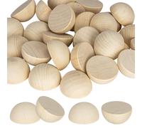 30PCS Half Wooden Balls, 2 inch Unfinished Round Wood Half Sphere Balls, 50mm Small Natural Wooden Half Split Balls for Crafts and DIY Decorative Projects