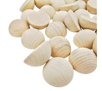30PCS Half Wooden Beads 50mm Natural Unfinished Wooden Half Craft Balls Round Split Wood Balls for DIY Projects Arts