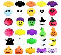 30Pcs Halloween Mochi Squishy Toys,Halloween Mini Kawaii Moji,Halloween.Squeeze Soft Fidget Toys Include Pumpkin Bats Spider for HalloweenParty Bags Fillers Girls Boys Kids Treats Party Favors Gifts