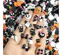 30Pcs Halloween Nail Charms Pumpkin Black Cat Nail Art Gems Gothic Ghost Witch Hat Skull Bat Spider Web Nail Rhinestones 3D Resin Nails Jewelry Halloween Nail Supplies for Women Nails Decorations Tips