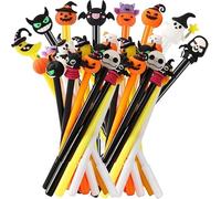 30pcs Halloween Pens, Fun Cartoon Gel Ink RollerBall Pens for Gift School Class Birthday Party Supplies Halloween Party Favors Pumpkin Ghost Skull Bat