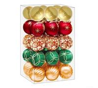 30PCS Handpainted Christmas Tree Ball Ornaments Made of Shatterproof Plastic, Designed for Holiday Home Decorations, Parties, and Festive Table Displays