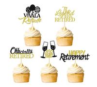 30Pcs Happy Retirement Cupcake Toppers Officially Retired No Work Zone Cake Toppers Decorations for Retirement Farewell Theme Birthday Party Supplies