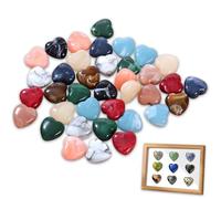 30Pcs Healing Crystals Heart Stones, Natural Healing Crystal Gifts, Love Hearts Gemstones, Multi Polished Pocket Stone for Stress Relief Reiki, Chakra Healing, Meditation, Balancing Yoga