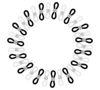 30pcs Hearing Aid Retainer for Eyeglass Users Hearing Aids Glasses Connectors Attachment Loop Anti-Lost Hearing Aids Holder Accessories for Adults Seniors (White/Black) (Silver Ring)