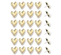 30Pcs Heart Decorative Push Pins, Gold Cute Push Pins, Bulletin Board Push Pins, Bulletin Board Push Pins, Thumb Push Pins for Cork Boards, Office Organisation or Home Decoration (30Pcs-Gold)