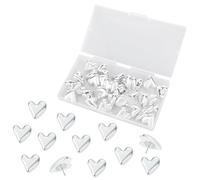 30pcs Heart Push Pins, Decorative Cute Thumb Tacks for Cork Board Bulletin Board Drawing Wall Home Office Posters Photos Postcards Maps Fixing Hanging Pictures (Silver)