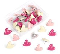 30Pcs Heart Push Pins,Drawing Pins,Pink Thumb Tacks Decorative Cute Pins for Cork Notice Board Bulletin Board Wall Home Office Posters Photos Postcards Maps Fixing