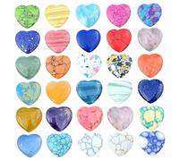 30Pcs Heart Shaped Stones, Colorful Unique Heart Beads, Sleek Beautiful Thicken Gems Bulk Gifts for Valentine's Day Gifts Stress Relief Gift Gems