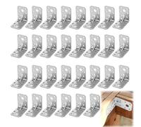 30PCS Heavy Duty Angle Brackets, 53x53x35mm Galvanised L Brackets Wood 2mm Thick Metal Corner Brackets Reinforced Ribbed Right Angle Brackets for Wooden Shelves, Furniture & DIY Use