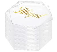30Pcs Hexagon Acrylic Place Cards, 2.76x3.15 Clear Blank Name Plates for Seating Decoration Office Sign DIY