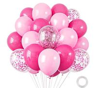 30pcs Hot Pink Balloons Different Sizes 12 10 Inches Hot Pink Confetti Balloons Kit for Valentine's Day Proposal Wedding Princess Girl Theme Birthday Party Decoration