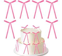 30Pcs Hot Pink Bows Cake Toppers, Pink Bows Cake Decorations, Bow Tree Topper,Bows Cake Toppers for Birthday Wedding Baby Shower Decor, Ribbon Bows for Gift Wrapping, Christmas Tree Decor Supplies
