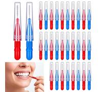 30Pcs Interdental Brushes ，Tooth Cleaning Brush Plastic, Dental Brushes Mini Interdental Cleaning, Small Interdental Brush Effective Cleaning of Interdental Spaces (Red and Blue)