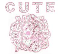 30PCS Iron on Letter Patches A-Z,A-Z Embroidered Applique Patches,Iron on Embroidered Patch,Floral-Patterned Towel Embroidery,Includes Flower,Heart,Lightning Bolt,Bow Patch,forClothes,Scarves