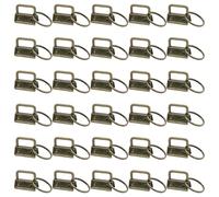 30Pcs Key Fob Hardware 1 Inch, Antique Bronze Metal Webbing End Clips with Split Key Rings for Wristlet Keychain Making, Lanyard Hardware & DIY Craft Supplies