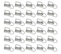 30Pcs Key Fob Hardware 1 Inch, Nickel Metal Webbing End Clips with Split Key Rings for Wristlet Keychain Making, Lanyard Hardware & DIY Craft Supplies