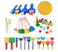 30pcs Kids Painting Brushes Set Fun Child Early Learning Sponge Painting Brushes Kit (As Shown)