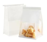 30Pcs Kraft Paper Bread Bags with Window,16 * 26+13cm Bakery Bags for Toast Homemade Bread with Ties,Oil proof,Food Storage Pouches Home Baking(White)
