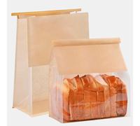 30Pcs Kraft Paper Bread Bags with Window,22 * 28+11cm Bakery Bags for Toast Homemade Bread with Ties,Oil proof,Food Storage Pouches Home Baking(Brown)