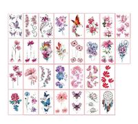 30pcs Large 3D Watercolor Temporary Tattoos for Women Girls, Colorful Flowers Butterfly Realistic Long-lasting Fake Tattoo Stickers, Waterproof Tattoos for Women Adult Body Art