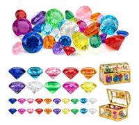 30PCS Large Colourful Diamonds, 25/40mm Acrylic Gems with 2 Treasure Chests | Diamond Gemstones for kids, Pirate Treasure Gems, Jewels for Birthday Parties Deco, Diving Swimming Training Toys, Gifts