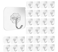 30Pcs Large Hooks for Hanging Heavy-Duty 22lb(Max), No Drill Extra Strong Wall Hangers Self-Adhesive Traceless Clear and Removable, Waterproof and Rustproof Multiple Uses for Bathroom Kitchen Home