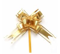 30pcs Large Organza Christmas Pull Bows for Gift Wrapping, 50mm Gold Pulled Bow Ribbons Gift Bows for Present Wedding Car Gift Baskets