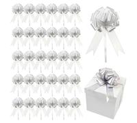 30Pcs Large Pull Bows for Gift Wrapping, Pull Bows for Gift Wrapping, Big Bow for Present, Hampers, Floral Arrangements, Bouquet Boxes, Gifts, Birthdays, Wedding Decorations, Valentine's Day (White)