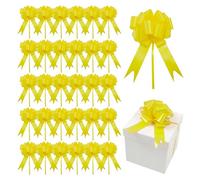 30Pcs Large Pull Bows for Gift Wrapping, Pull Bows for Gift Wrapping, Big Bow for Present, Hampers, Floral Arrangements, Bouquet Boxes, Gifts, Birthdays, Wedding Decorations, Valentine's Day (Yellow)