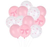 30pcs Latex Bow Balloons Decor, 12 Inch Pink & White Theme Balloons with Bow Elegant Party Decorations for Birthday Coquette Themed Bachelorette Wedding Engagement Bridal Party Baby Shower