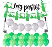 30pcs Let's Partee Golf Themed Party Decorations, Funny Golf Club Balloons Banner Party Decoration Supplies Suitable for Men Boys Birthday Baby Shower