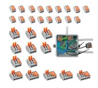 30Pcs Lever-Nut Wire Connectors, Wire Connectors 2/3/5 Inline Wire Connector, Cable Connectors,Compact Splicing Electrical Connectors Butt Terminals for Quick Connect 28-12 AWG Flame retardant PA/PC