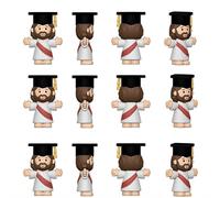 30PCS Little Jesus Figures, Mini Jesus Figurines in Graduation Cap, 2026 Grad Congrats Tiny JesusFigures, Miniature Figurines Religious Gifts for Kindergarten, College, Graduation Party (White)