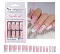 30pcs Long Square French Tip Press On Nails Glossy Acrylic False Nails Stick On Nails Manicure Nails Art Decors