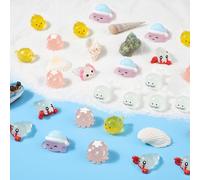 30pcs Luminous Mini Ocean Figurines, 6 Styles Resin Marine Animals Tiny Axolotl Glow in the Dark Miniature Ocean Ornaments for Dollhouse Garden Decoration Party Favor Crafts Accessories