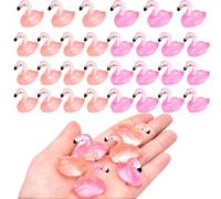30PCS Luminous Mini Resin Flamingo Ducks Tiny Glow in The Dark Flamingo Miniature Flamingo Figures for Craft Home Garden Dollhouse Ornament Cake Decorations Birthday Party Favors Gifts