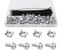 30pcs M6x20 Rack Mount Cage Nuts & Screws, with 50pcs Zip Ties Stainless Steel Mounting Screws and Square Nuts Accessories for Server Rack Cabinet Router Shelves (Silver)