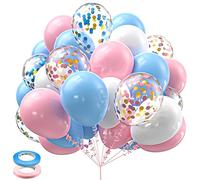 30pcs Macaron Pink and Blue Balloons Different Sizes 12 10 Inches Metallic Confetti Balloons Kit for Baby Shower Birthday Wedding Graduation Macaron Themed Party Decoration