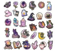 30PCS Magic Witchy Stickers, Waterproof Vinyl Holographic Sticker Decals for Scrapbooking Journals Stationery Notebooks Laptops Water Bottles Phones, Gothic Halloween Witch Themed Vintage Aesthetic