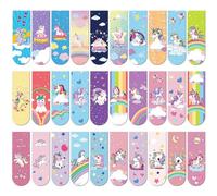 30Pcs Magnetic Bookmark,JSRQT Assorted Magnet Page Markers,Unicorn PatternFolder Page Clips Book Marks for Kids Adult Book Lovers 2X6cm,30 Styles