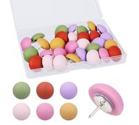 30pcs Matte Push Pins, Reusable Decorative Pushpins Colorful Round Map Pins Resin Cute Thumb Tacks for Photos Wall Bulletin Board Cork Board Home Office Classroom(Bright Colors)