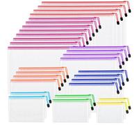 30pcs Mesh Zipper Pouch Bags, 8 Sizes Plastic zippered Storage Bags for Organizing, Clear Pouches with Zipper, Waterproof Mesh Pouch for Office School Supplies, Home Organize, Travel Storage