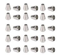 30pcs Metal Bell Stopper Conical Cord Ends Lock Fastener Zipper Pull Rope Ends Toggle Clip for Lanyard Clothes Backpack DIY (Silver)