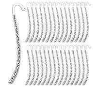 30PCS Metal Bookmarks, Antique Vintage Silver Carved Hook Bookmarks with Loop, Book Marks for Reading Women Men, Unique Books Mark Gifts for Book Lovers, Jewelry Making Charms