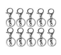 30PCS Metal Lobster Clasp with Chain Swivel Spring Hook with Key Ring Lobster Clasp Suitable for DIY Crafts Keychain Making(Black)