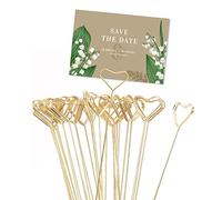 30pcs Metal Wire Floral Place Card Holder, Photo Clip Heart Flower Favor Card Holder Metal Wire Photo Memo Holder Metal for Shower Party Favor (Heart Shape)