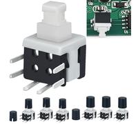 30Pcs Micro Latching Push Button Switch Side Plug-in Circuit Board 5.8 * 5.8mm 0.23inch SPDT 6Pin On Off Self-Lock Mini Power Button with Switch Cap DC 30V 0.1A